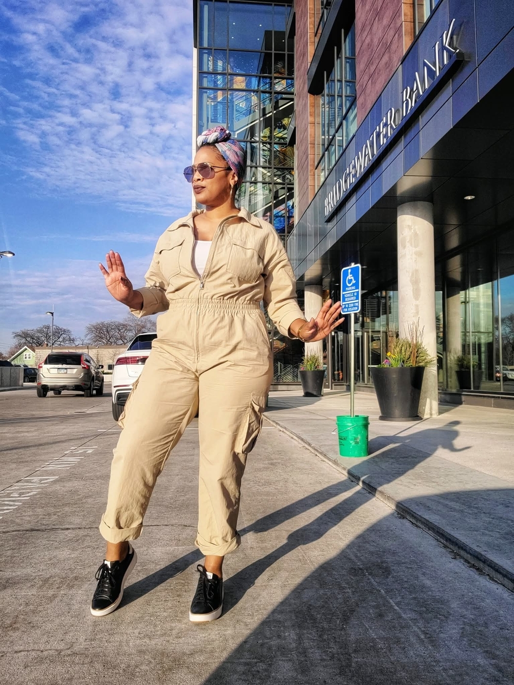 H&M Beige Utility Jumpsuit for Women - Casual Cargo Style